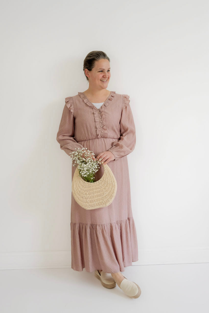 Shaye Textured Midi Dress in Mauve- Final Sale L Shaye Textured Midi Dress in Mauve- Final Sale L