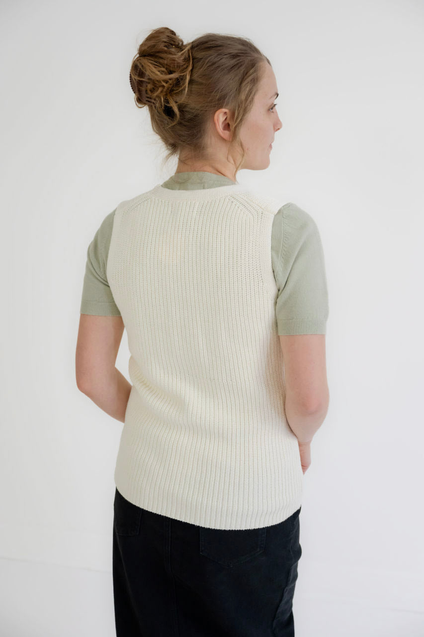 Tessa Button Sweater Vest in Ivory- FINAL SALE - Womens - Outerwear - Vests