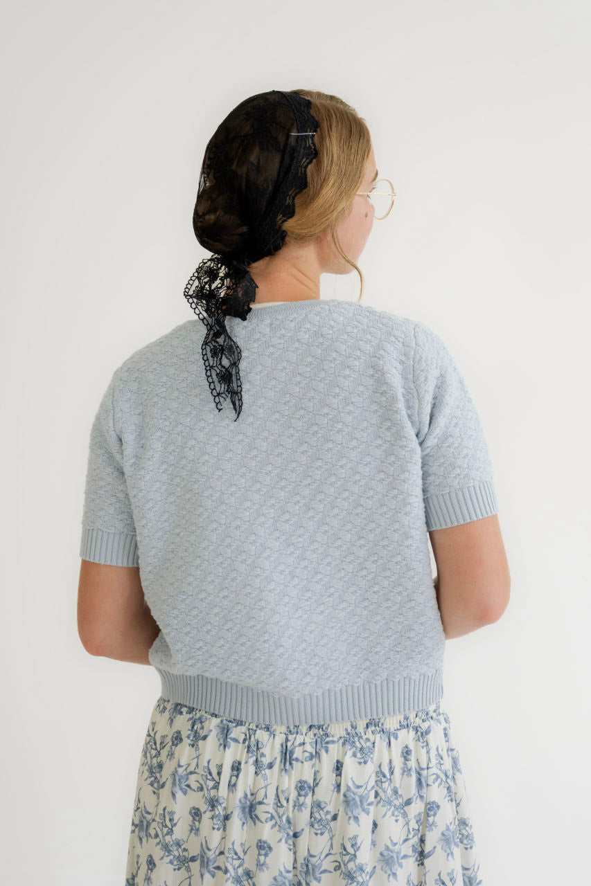 Gracie Textured Cardigan in Sky Blue - Womens - Outerwear - Cardigans