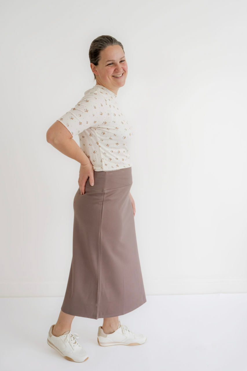 Quinn Knit Midi Skirt in Taupe- FINAL SALE - Womens - Bottoms - Skirts
