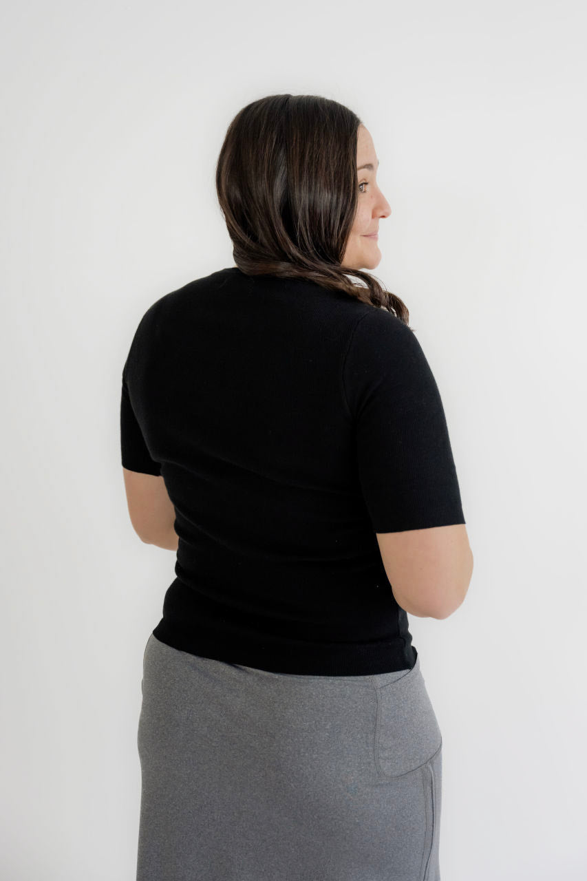 Benson Ribbed Knit Top in Black - Womens - Tops - Layering