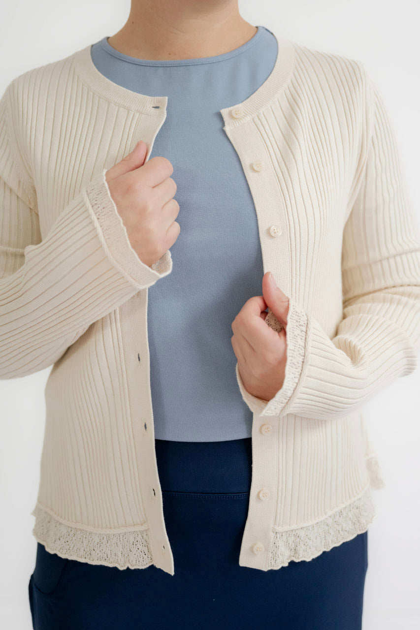 Vanessa Ribbed Button Sweater in Natural- FINAL SALE - Womens - Outerwear - Cardigans