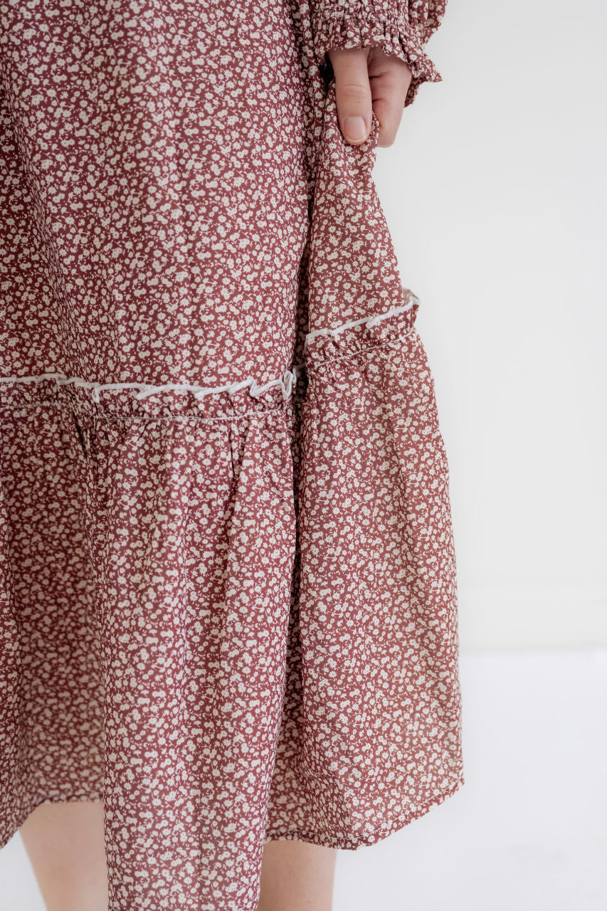 Chloe Floral Midi Dress in Rose- FINAL SALE - Womens - Dresses