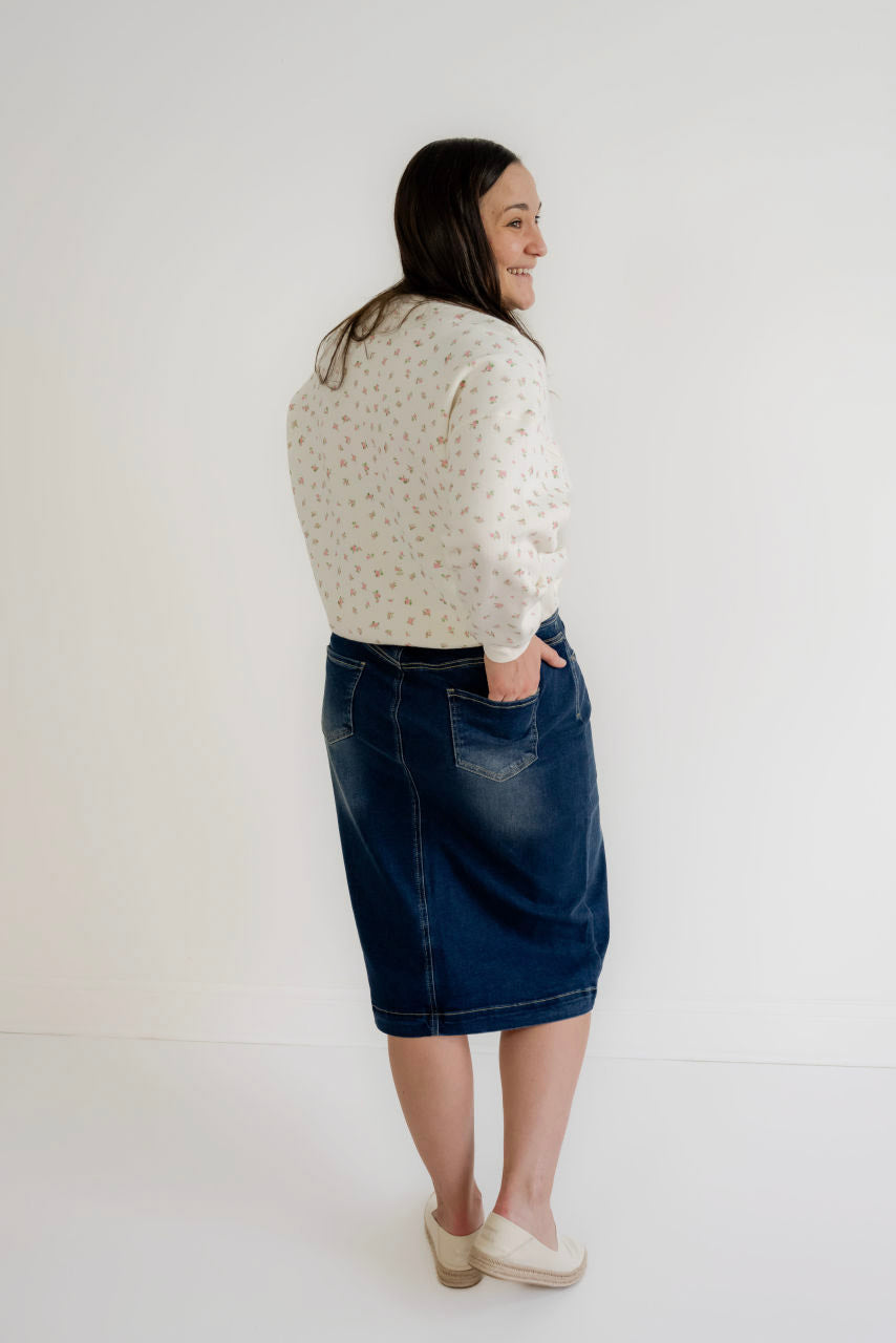 Sara 29" Skirt in Dark Wash - Womens - Bottoms - Skirts