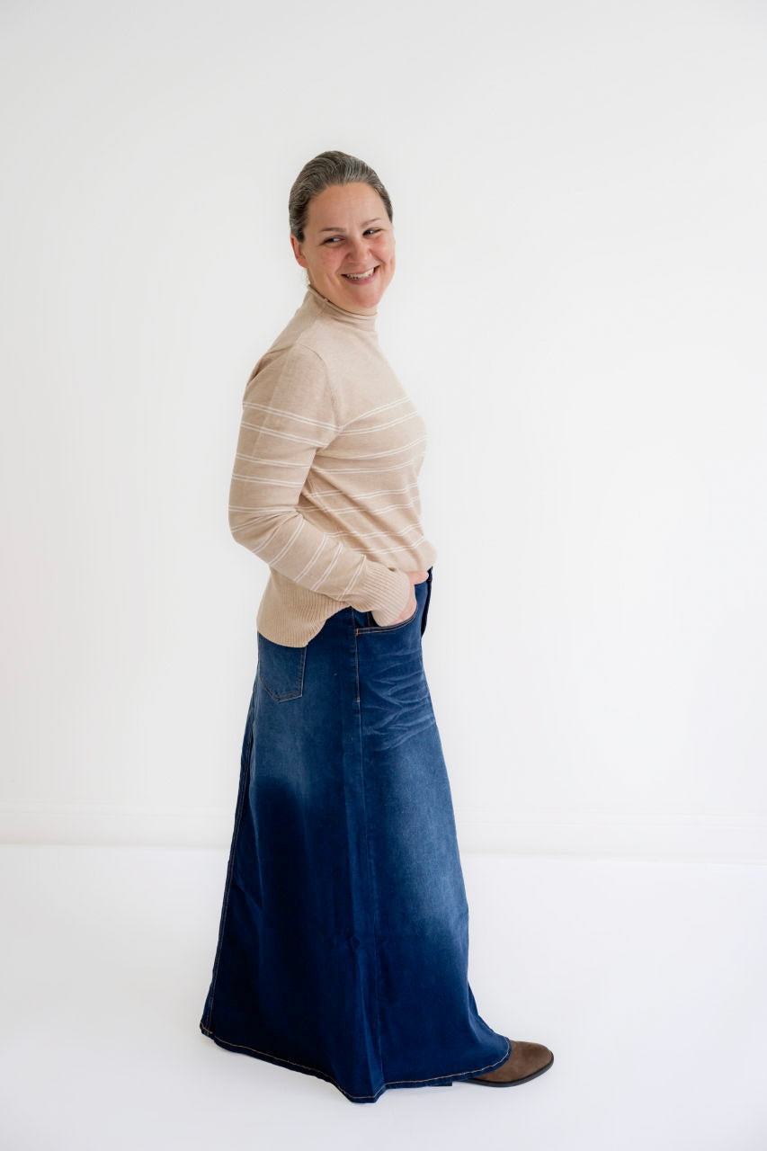 Londyn Denim Maxi Skirt in Dark Wash - Womens - Bottoms - Skirts