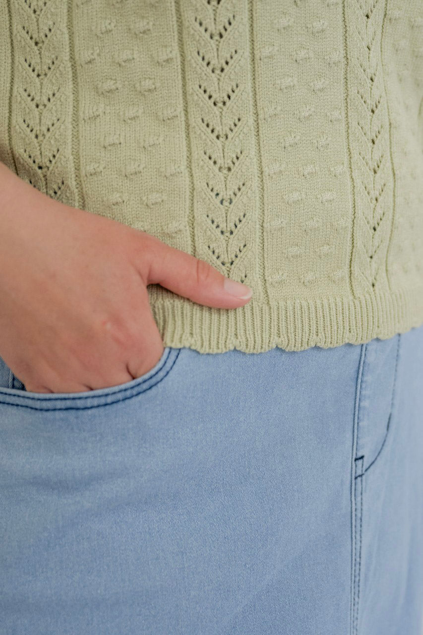 Vienna Textured Knit Top in Dusty Fern