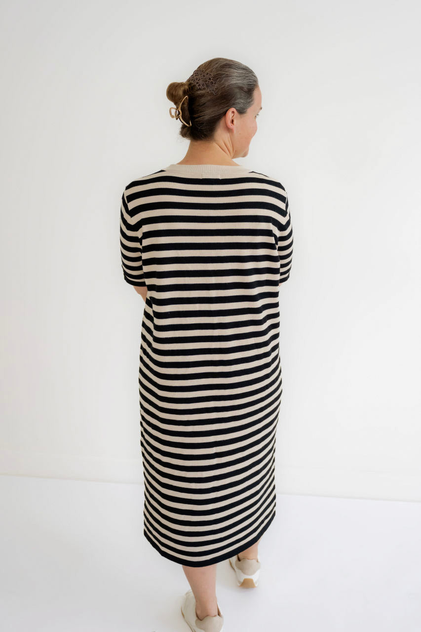 Emmett Knit Midi Dress in Black Stripes- FINAL SALE - Womens - Dresses
