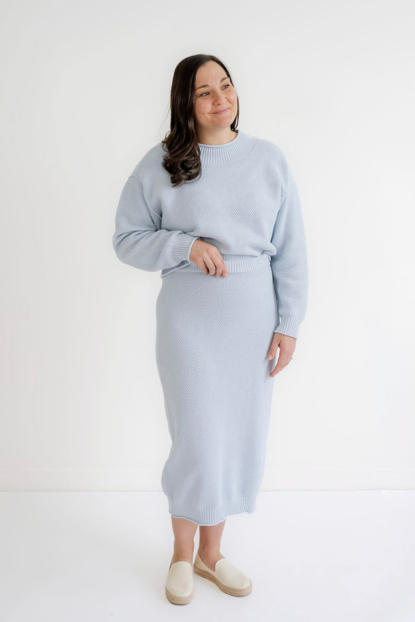 Elliott Waffle Knit Sweater Skirt in Sky- FINAL SALE - Womens - Bottoms - Skirts