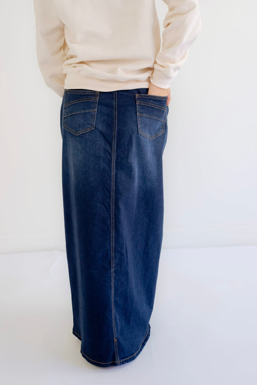 Rosemary Denim Skirt in Dark Wash - Womens - Bottoms - Skirts