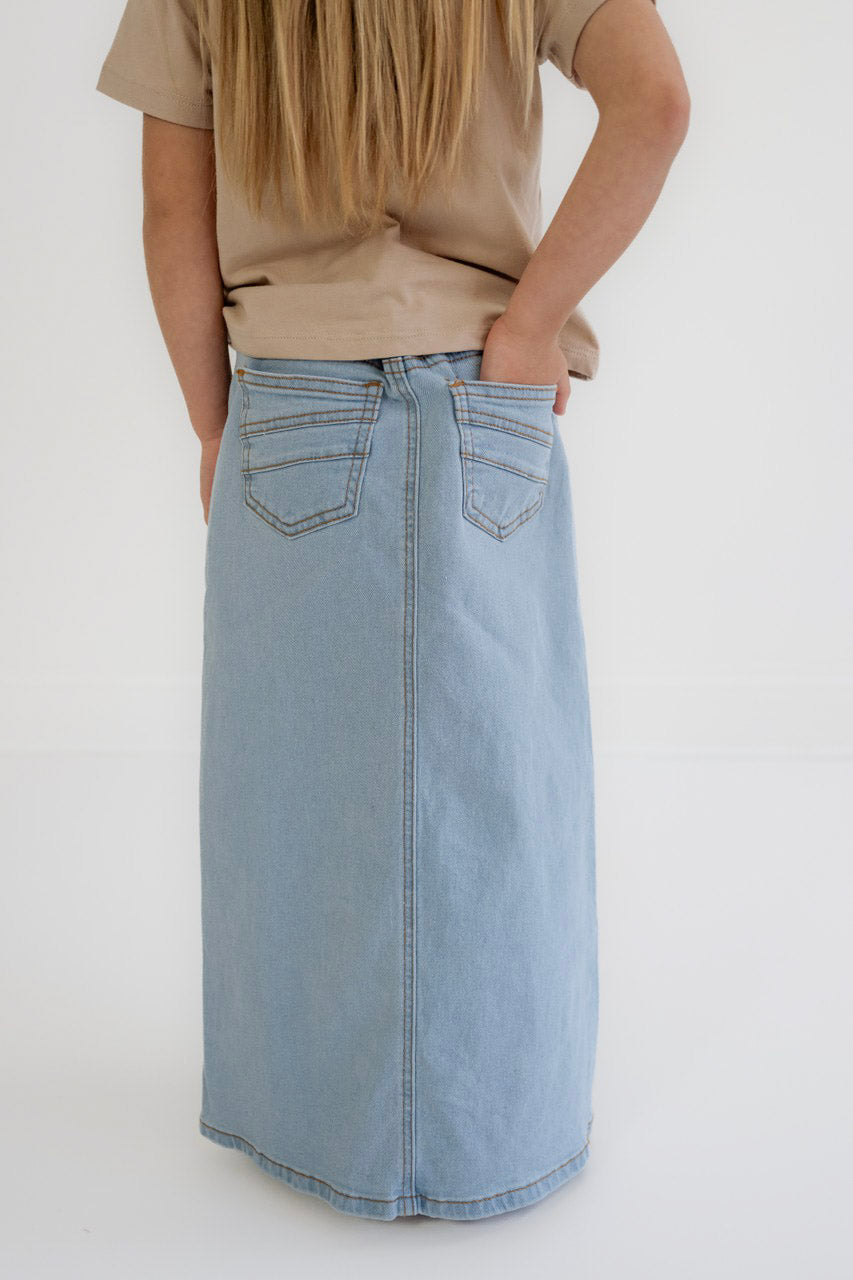 Willa Girls Denim Skirt in Light Wash - Girls - Bottoms - Skirts
