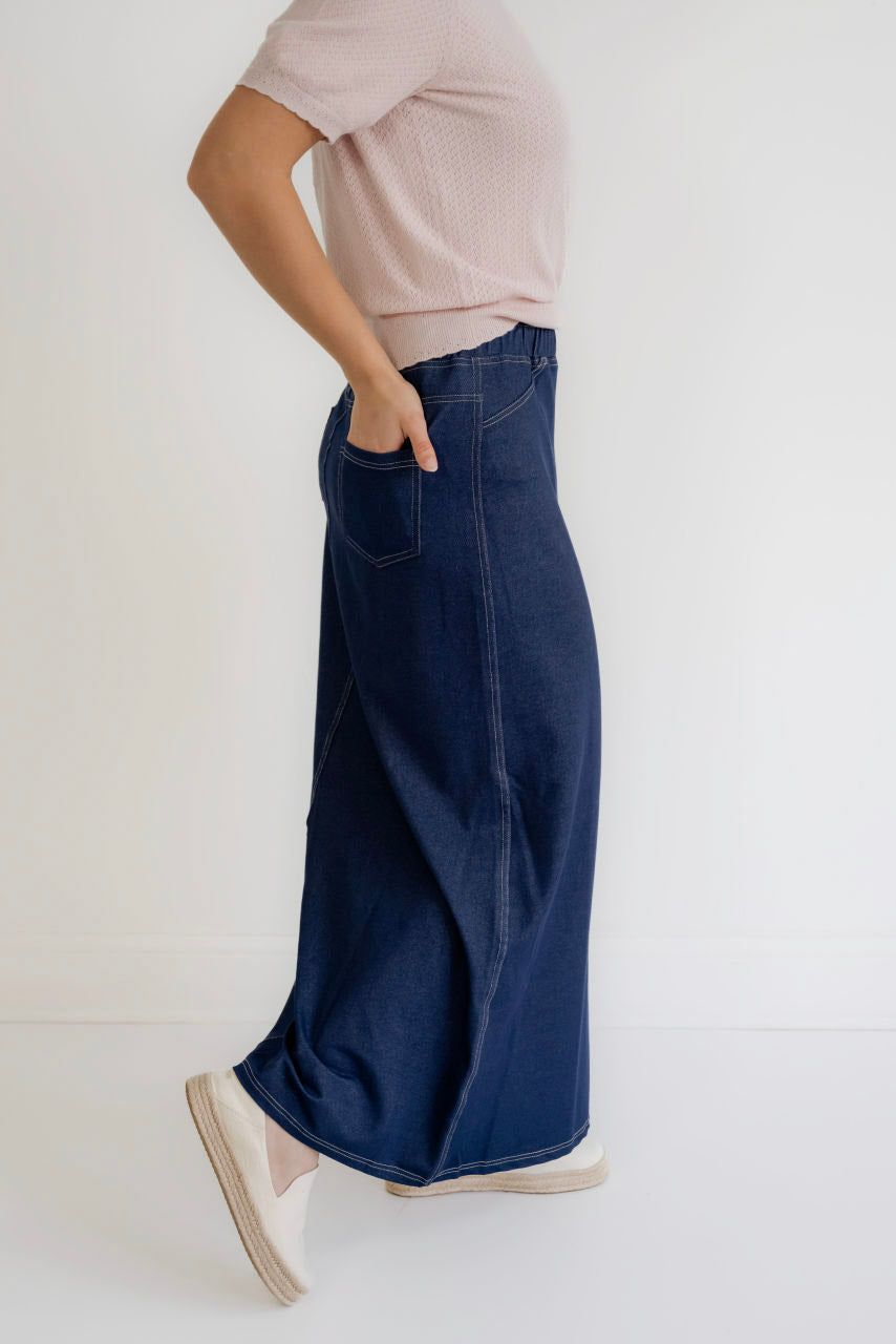 Caroline Knit Maxi Skirt in Navy - Womens - Bottoms - Skirts