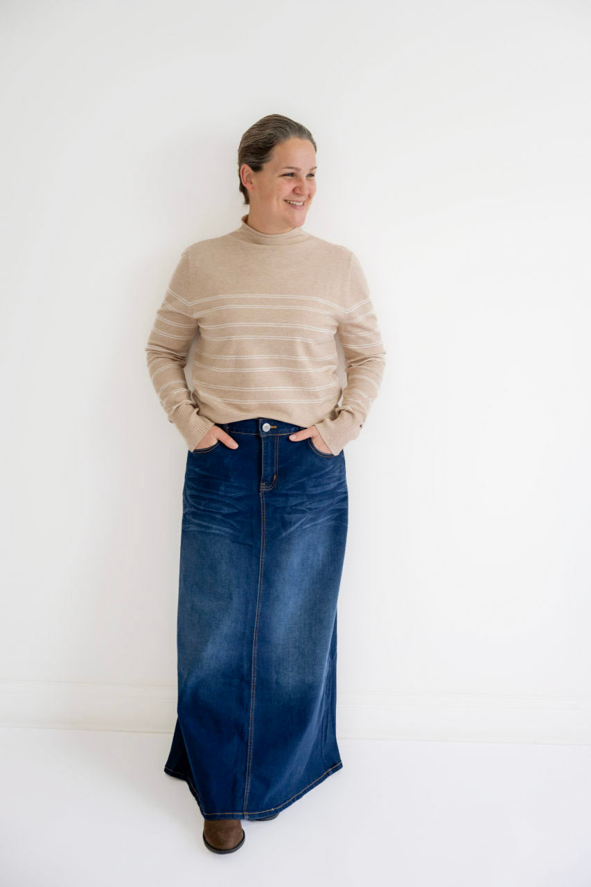 Londyn Denim Maxi Skirt in Dark Wash - Womens - Bottoms - Skirts