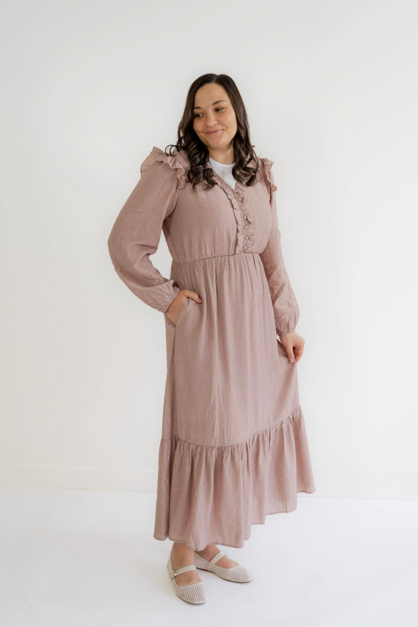 Shaye Textured Midi Dress in Mauve- FINAL SALE - Womens - Dresses