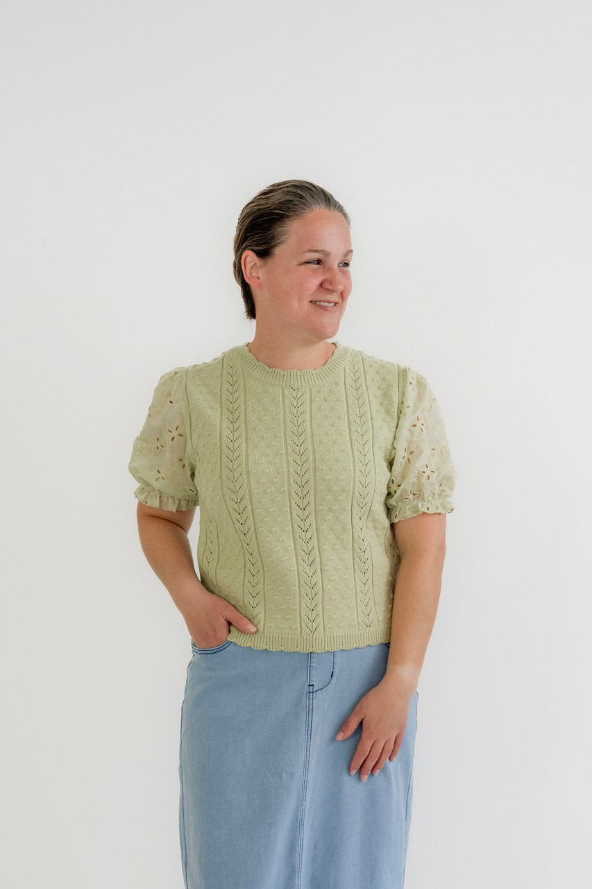 Vienna Textured Knit Top in Dusty Fern