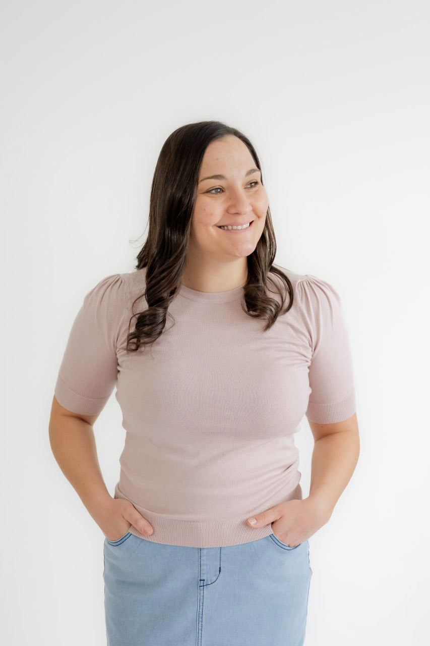 Maysen Knit Sweater Top in Blush - Womens - Tops - Sweaters