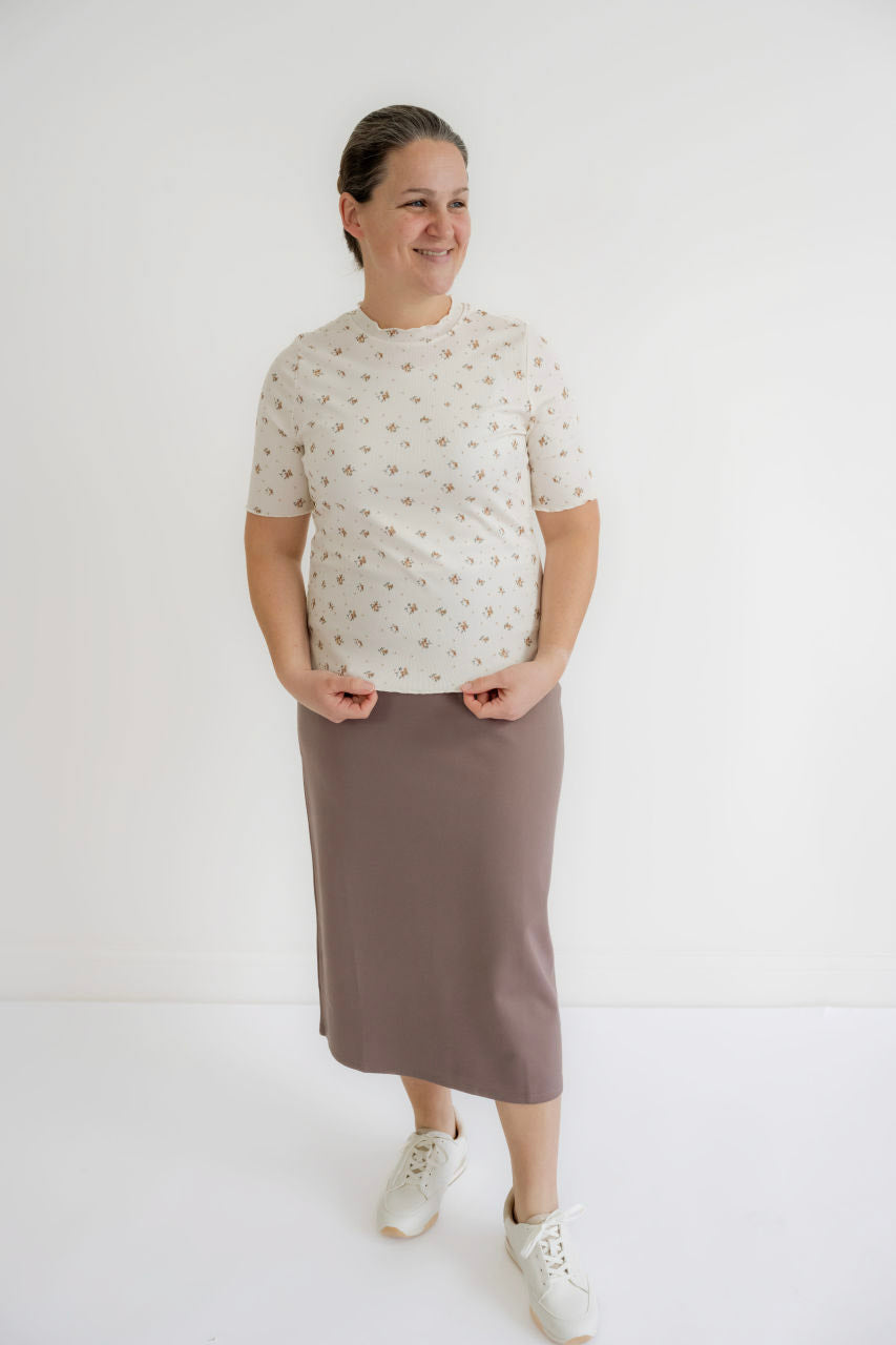 Quinn Knit Midi Skirt in Taupe- FINAL SALE - Womens - Bottoms - Skirts