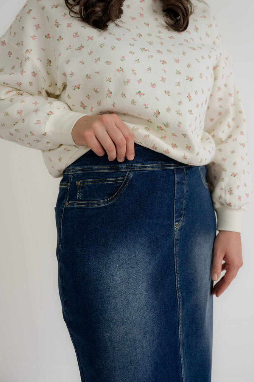 Sara 29" Skirt in Dark Wash - Womens - Bottoms - Skirts