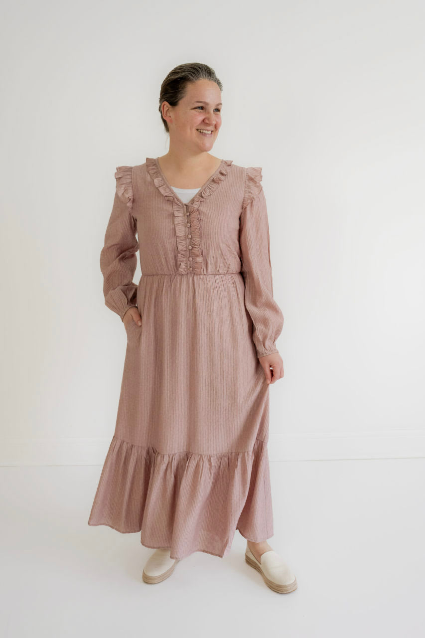 Shaye Textured Midi Dress in Mauve- FINAL SALE - Womens - Dresses