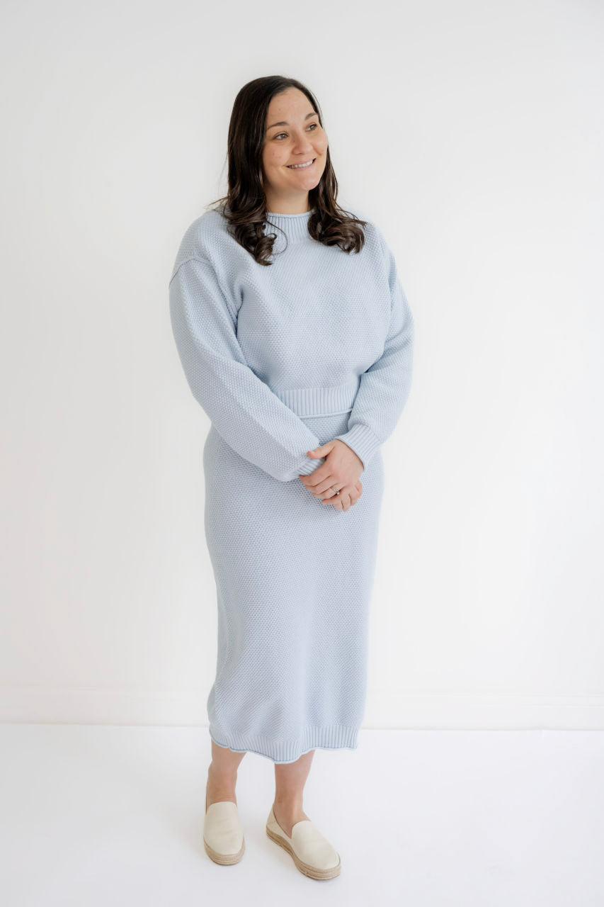 Elliott Waffle Knit Sweater Skirt in Sky- FINAL SALE - Womens - Bottoms - Skirts