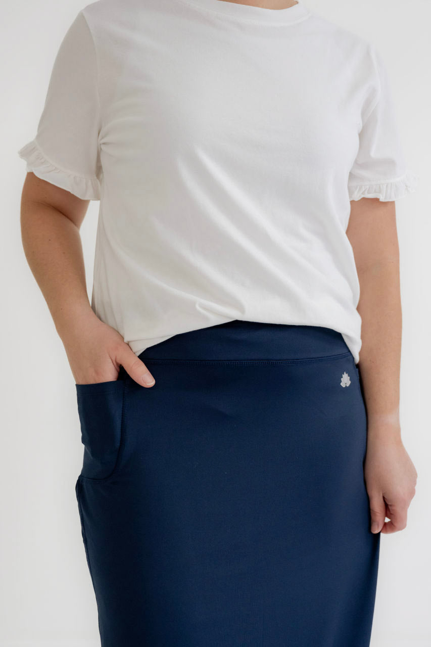 Alexis Athletic Maxi Skirt in Navy - Womens - Bottoms - Skirts