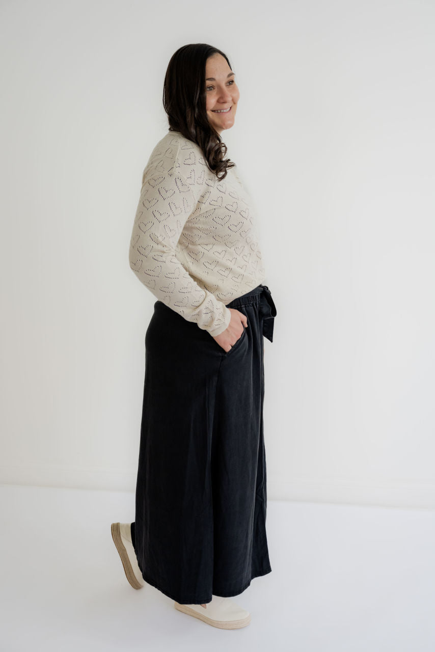 Cadence Heart Pointelle Sweater in Cream- FINAL SALE - Womens - Tops - Sweaters