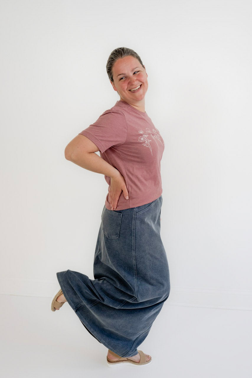 Caroline Knit Maxi Skirt in Medium Wash - Womens - Bottoms - Skirts