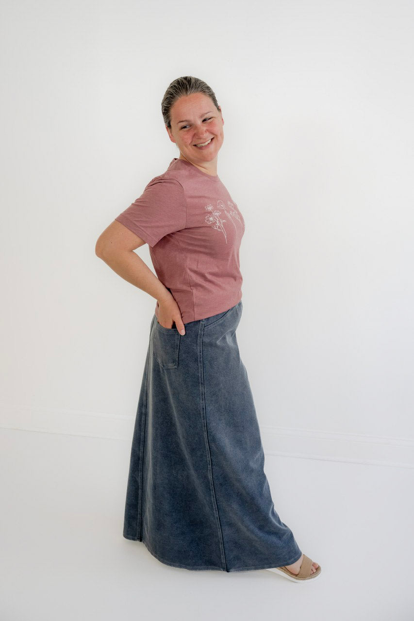 Caroline Knit Maxi Skirt in Medium Wash - Womens - Bottoms - Skirts