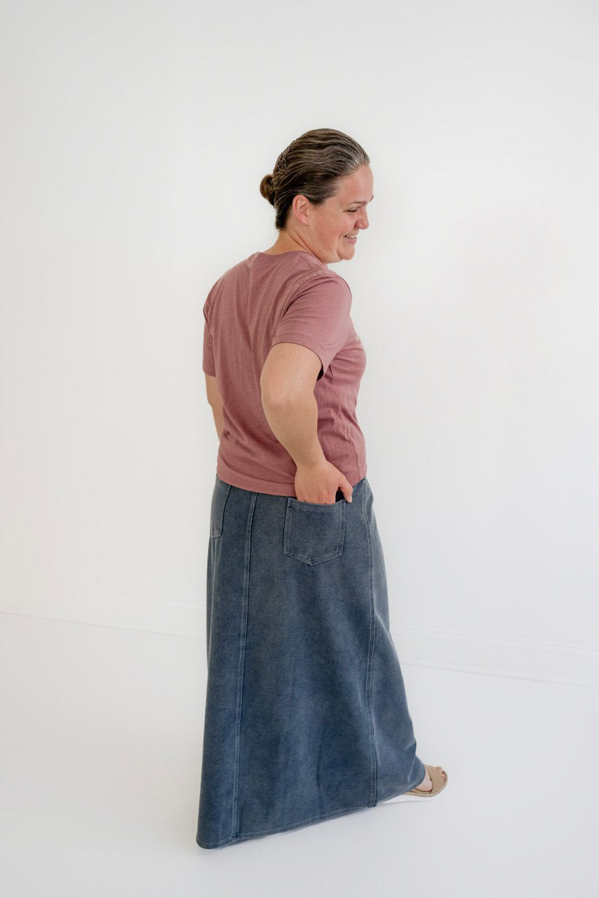 Caroline Knit Maxi Skirt in Medium Wash - Womens - Bottoms - Skirts