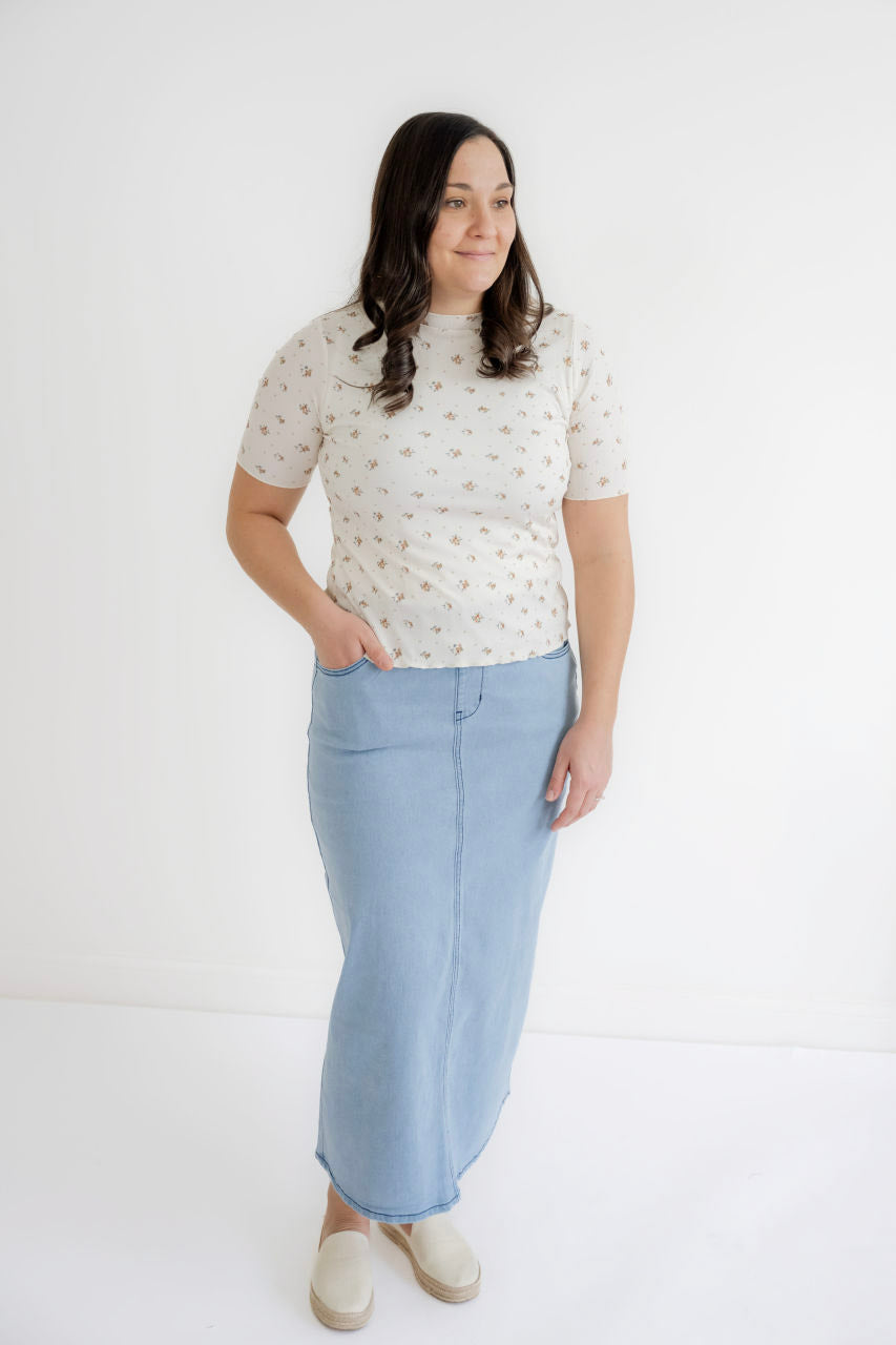 Leigh Floral Knit Top in Cream - Womens - Tops - Shirts