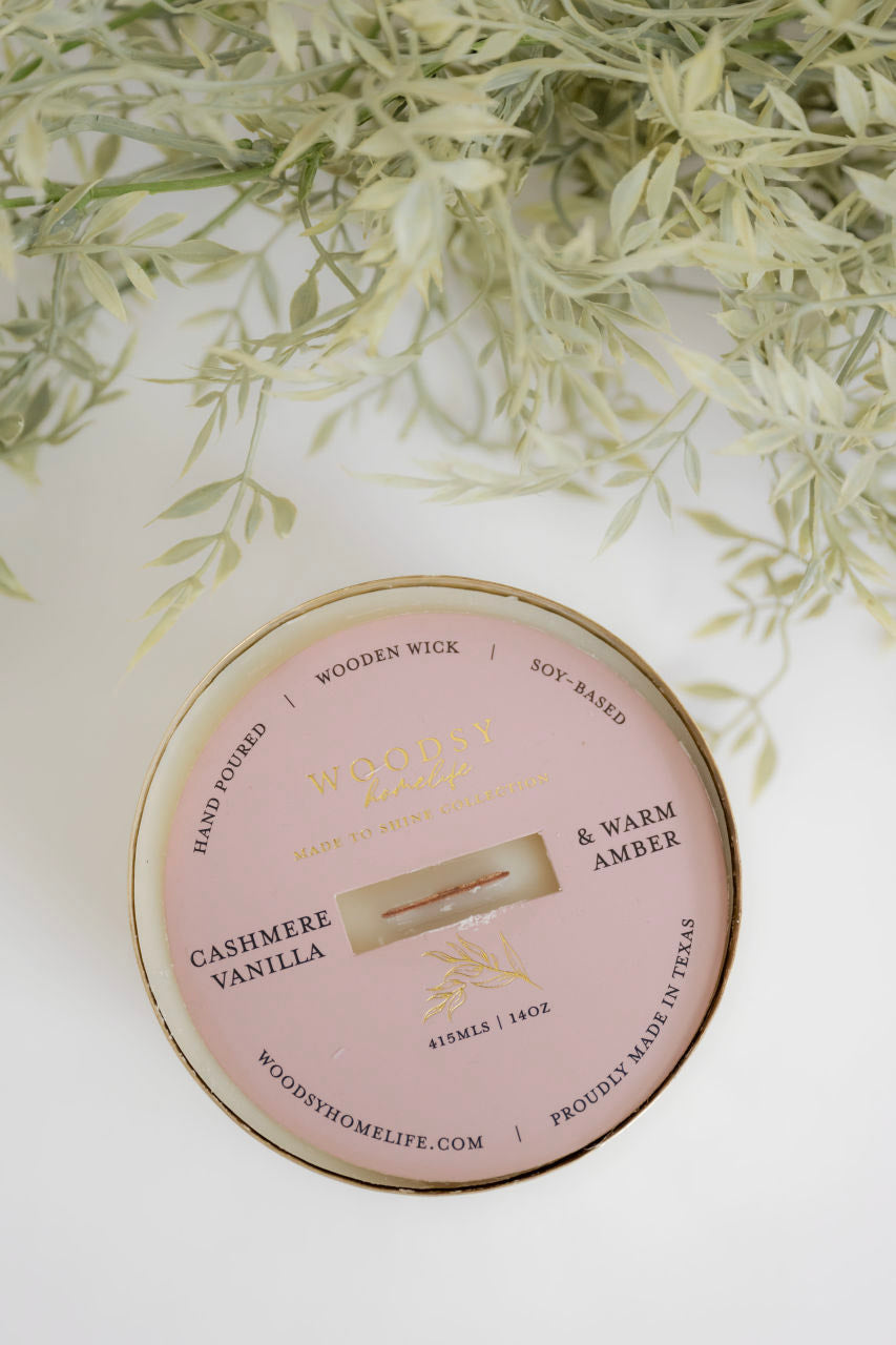 Cashmere Vanilla & Warm Amber Brass 14 oz Candle - Home - Decor - Candles