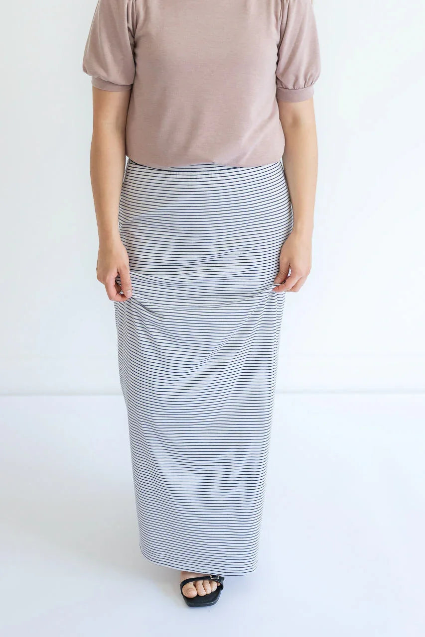 Clarise Knit Maxi Skirt in Navy/White Stripes FINAL SALE — Salt