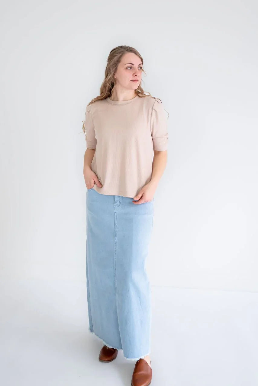 Amira Denim Maxi Skirt in Light Wash - FINAL SALE - Amira Denim Maxi Skirt in Light Wash - FINAL SALE - S - Salt and Honey