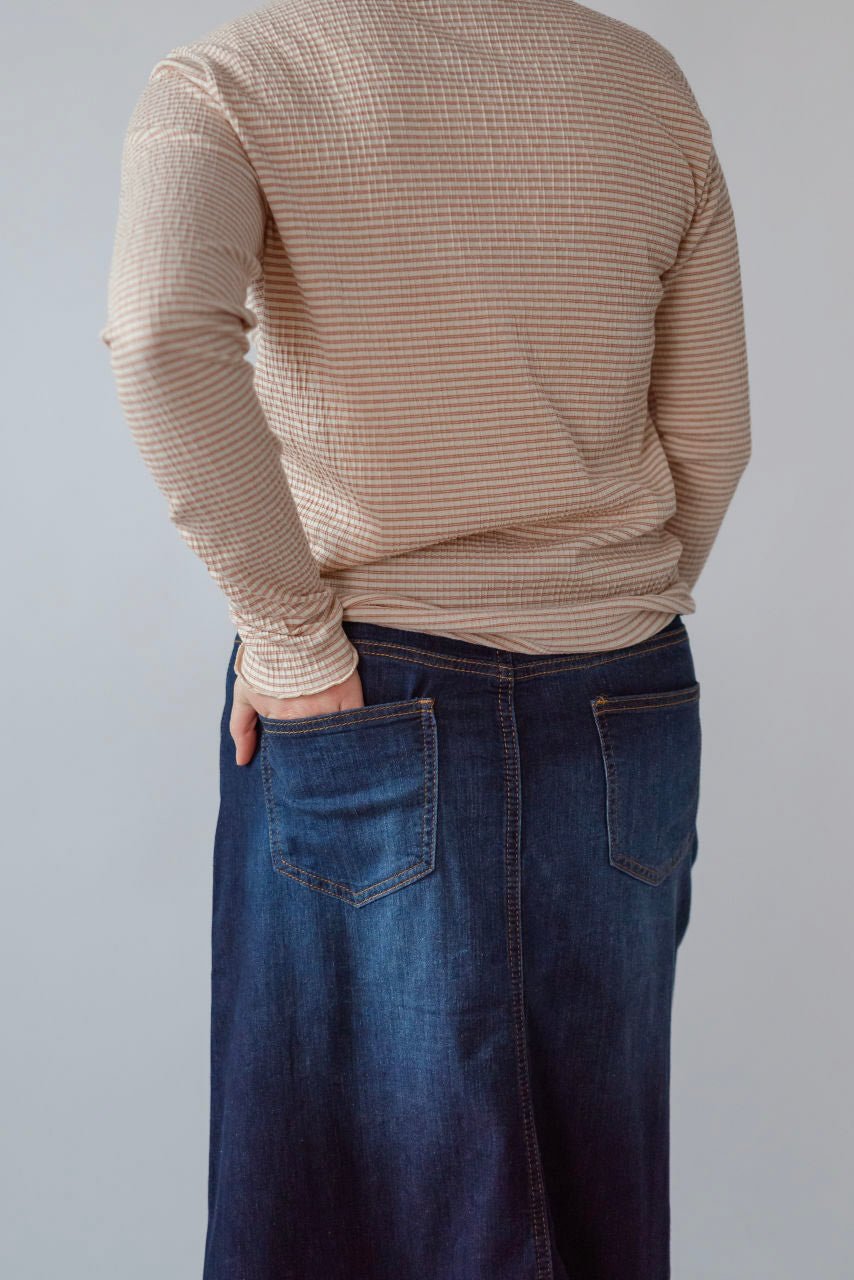 Londyn Denim Maxi Skirt in Dark Wash - Womens - Bottoms - Skirts