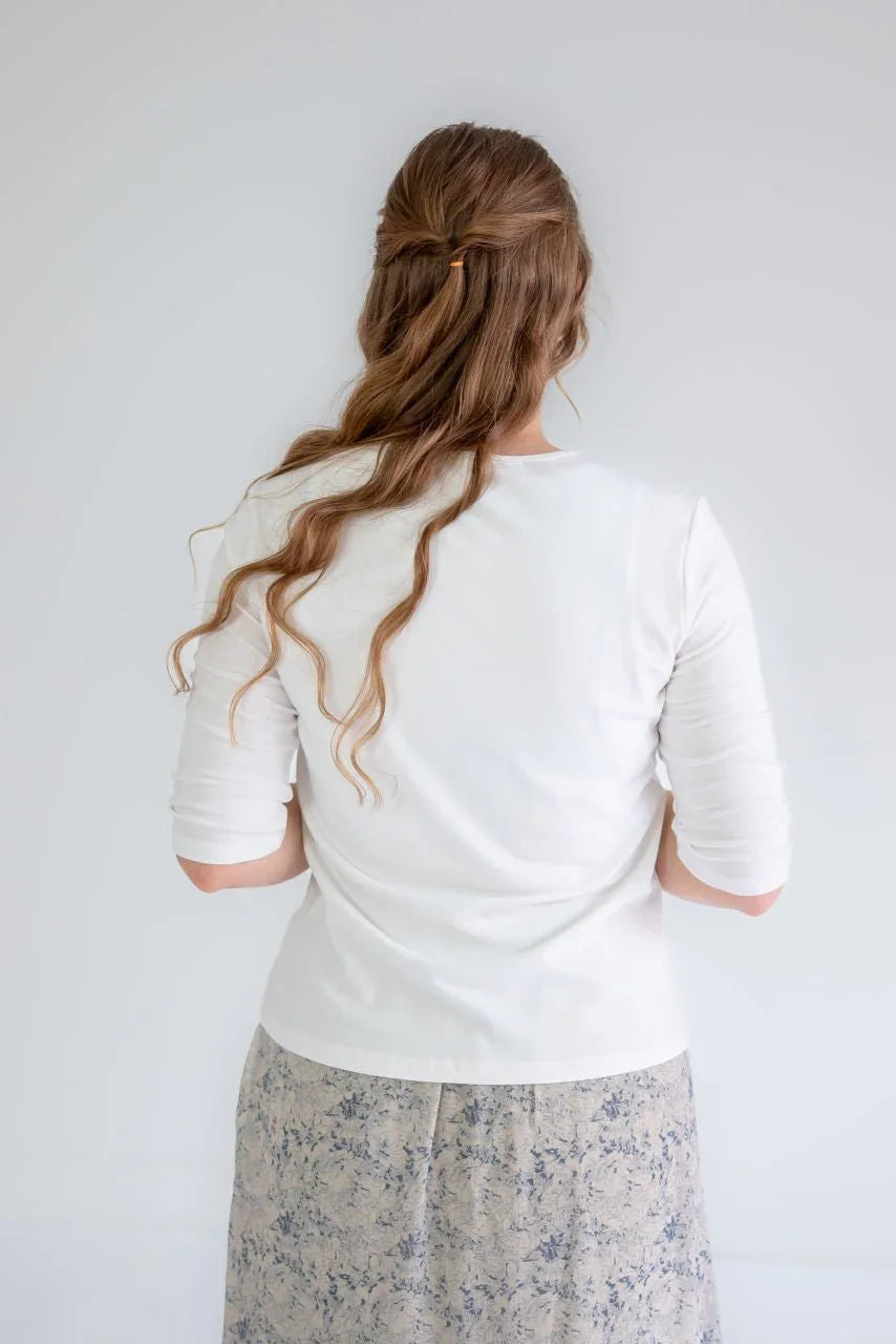 Odette Essential Half Sleeve Top in Ivory - Odette Essential Half Sleeve Top in Ivory - S - Salt and Honey