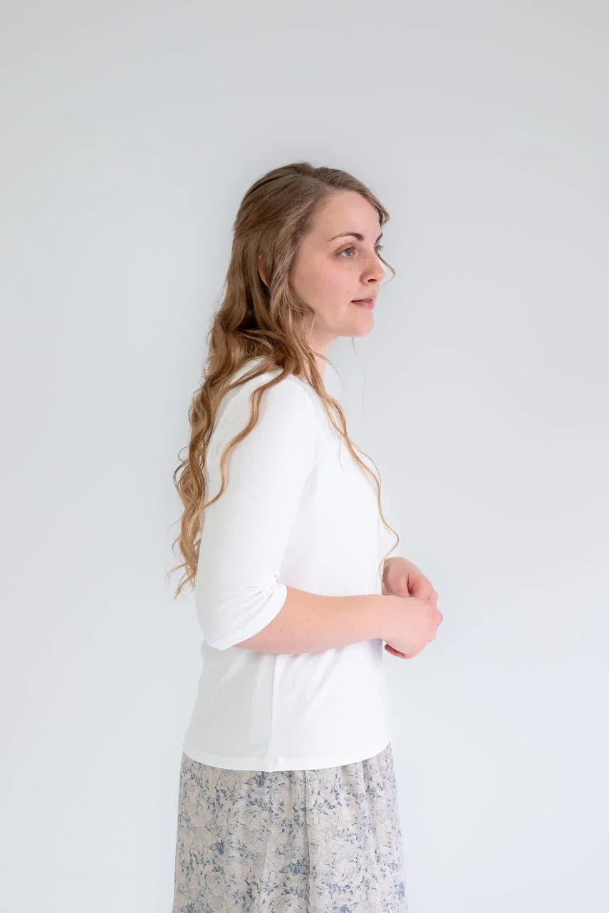 Odette Essential Half Sleeve Top in Ivory - Odette Essential Half Sleeve Top in Ivory - S - Salt and Honey