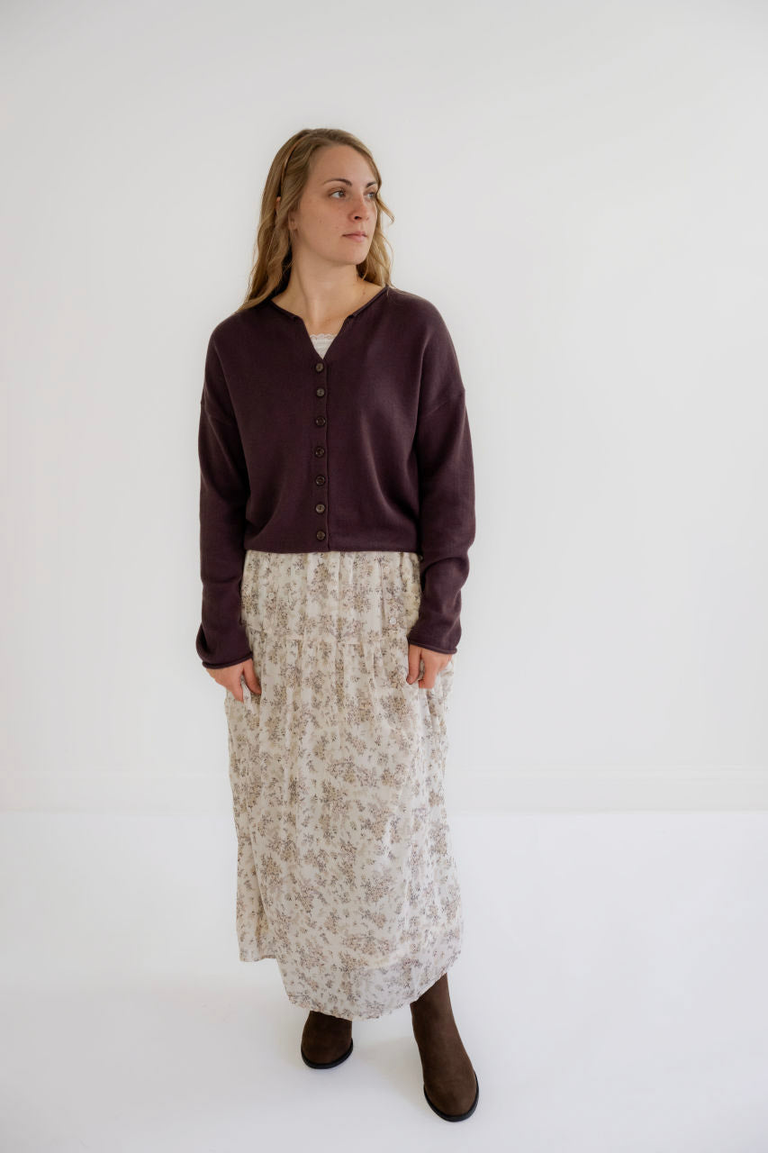 Amani Button Knit Cardigan in Plum - Amani Button Knit Cardigan in Plum - XS - Salt and Honey
