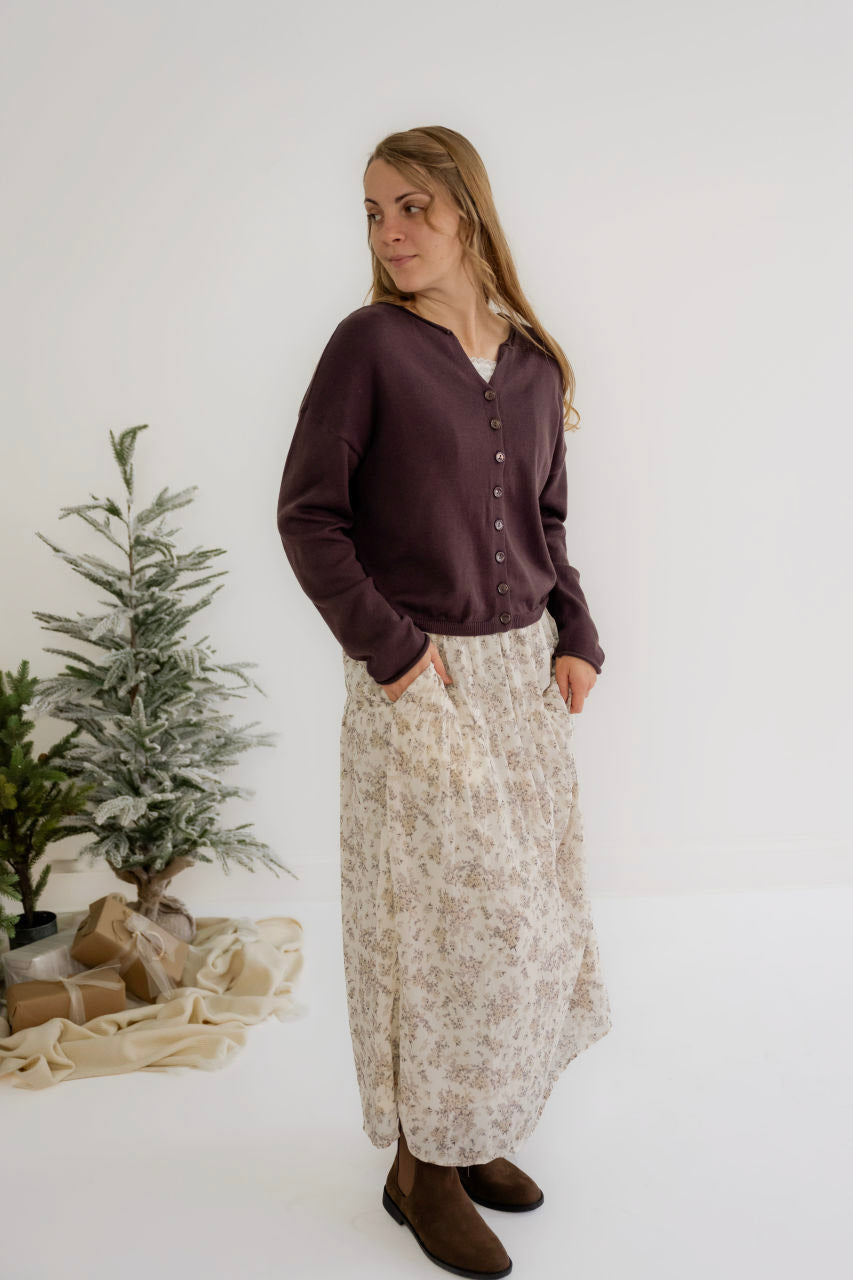 Amber Floral Midi Skirt in Cream - Amber Floral Midi Skirt in Cream - S - Salt and Honey