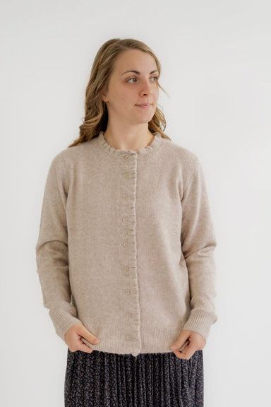 Arlowe Ruffle Cardigan in Oatmeal - Arlowe Ruffle Cardigan in Oatmeal - S - Salt and Honey