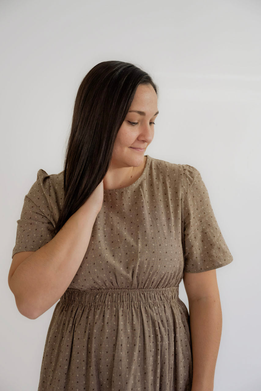 Wilson Houndstooth Dress in Chestnut - Wilson Houndstooth Dress in Chestnut - S - Salt and Honey