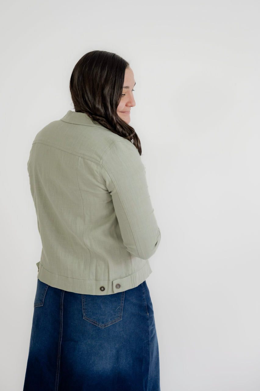 Alderwood Linen Jacket in Soft Sage