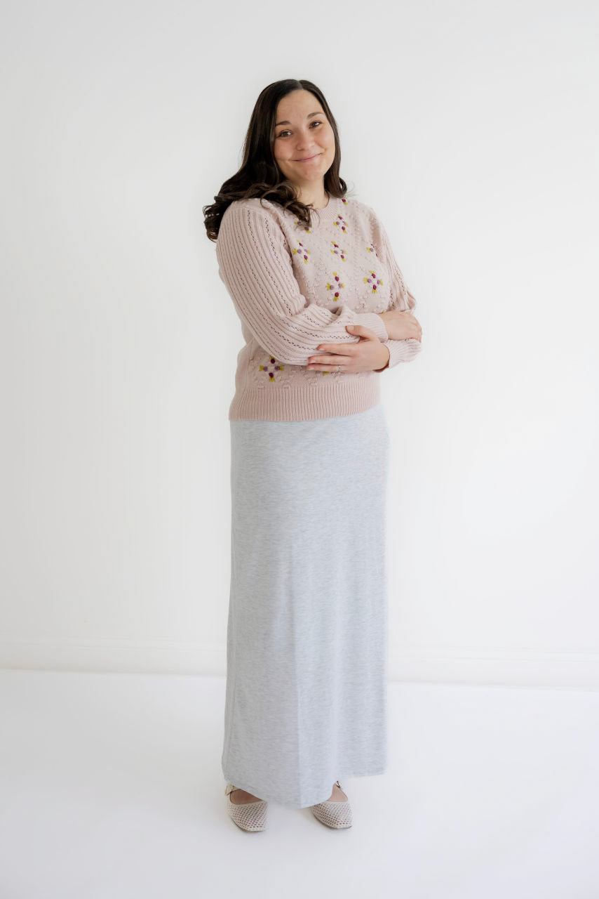 Brynlee Embroidered Sweater in Muted Rose