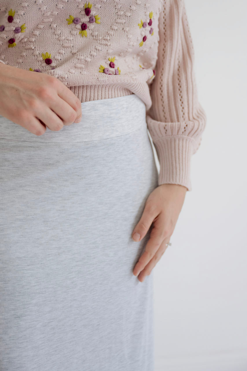 Clarise Knit Maxi Skirt in Heather Gray