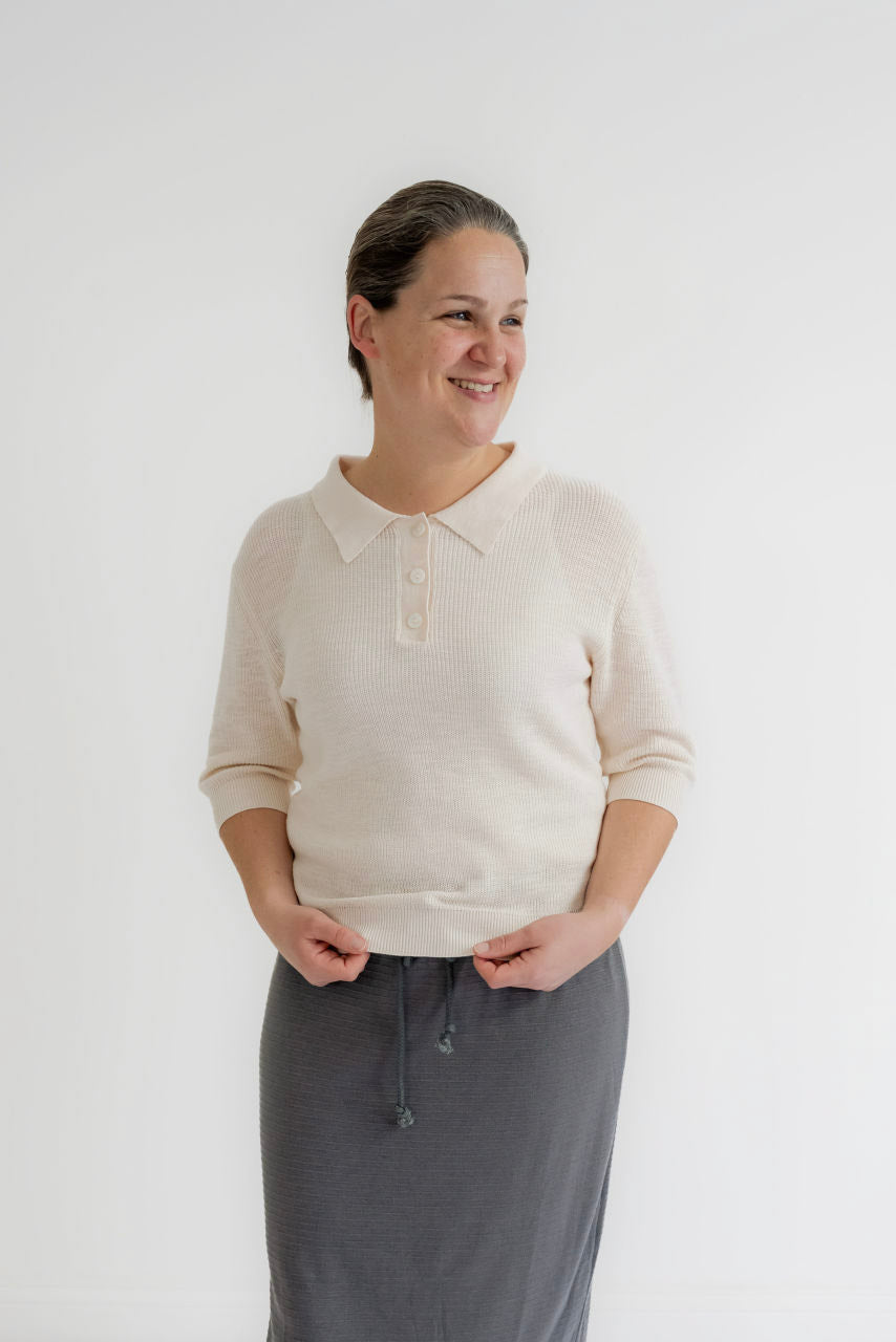 Leona Lightweight Sweater Top in Ivory