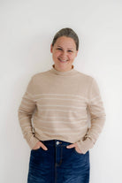 Avon Knit Striped Sweater in Oatmeal- FINAL SALE - Womens - Tops - Sweaters
