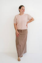 Brooklyn Twill Maxi Skirt in Sandstone - Womens - Bottoms - Skirts