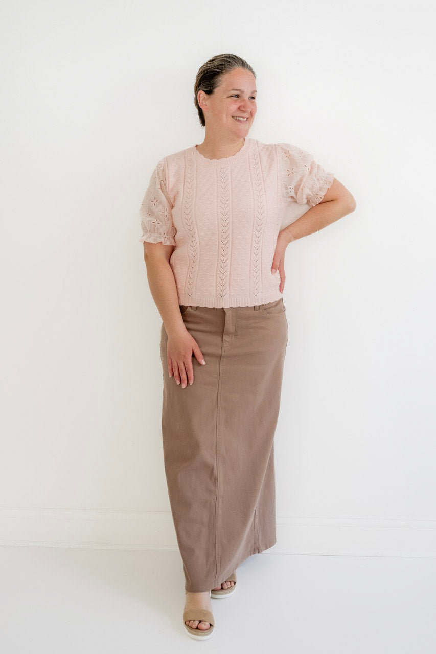 Brooklyn Twill Maxi Skirt in Sandstone