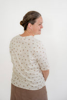 Leigh Floral Knit Top in Cream - Womens - Tops - Shirts