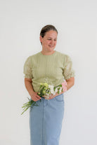 Vienna Textured Knit Top in Dusty Fern