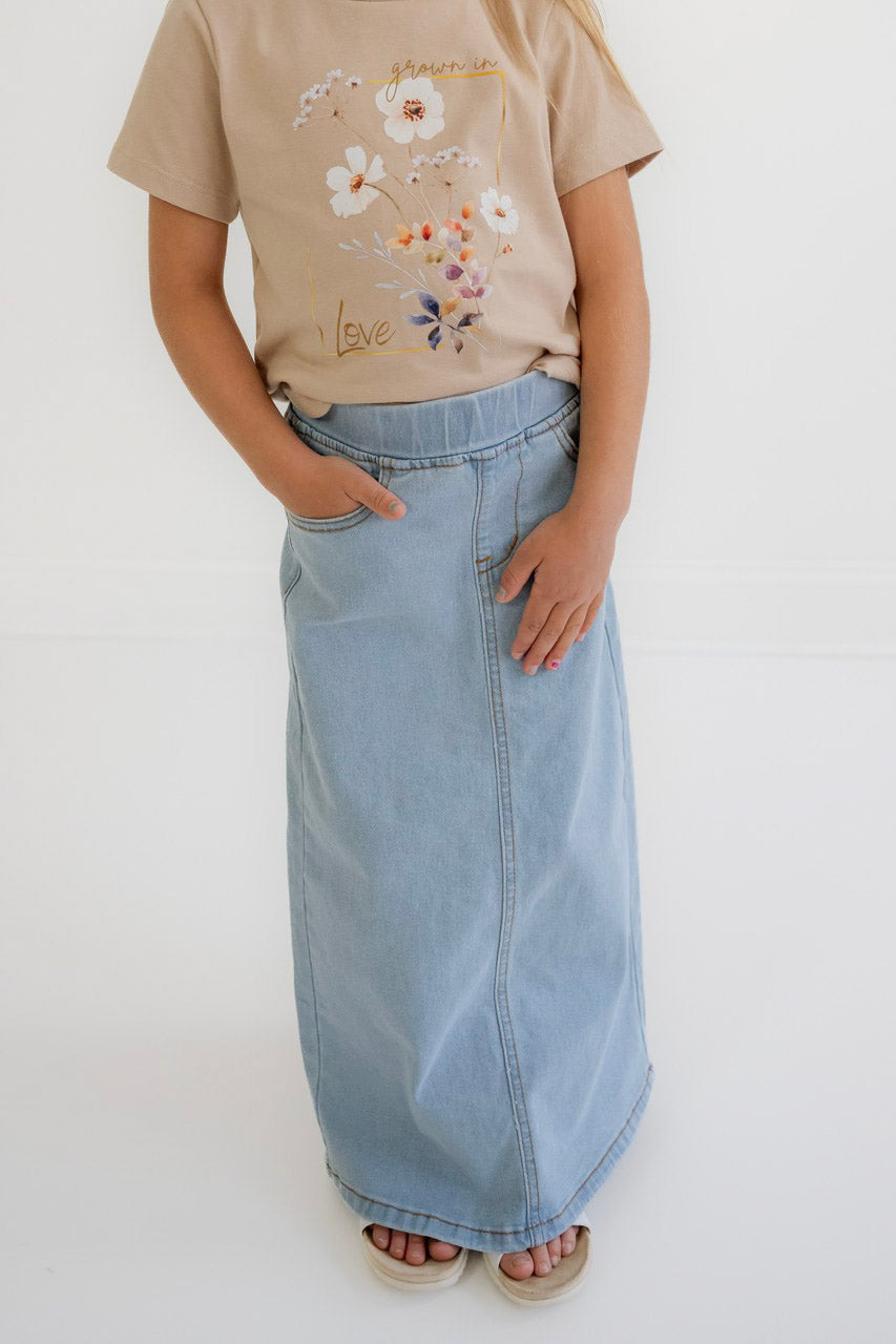 Willa Girls Denim Skirt in Light Wash - Girls - Bottoms - Skirts