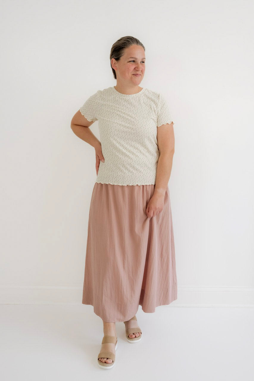 Leisha Ribbed Top in Rose Ditsy Floral